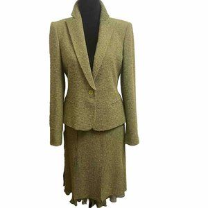 🛑SOLD🛑Anne Klein 2 Piece Tweed Slit Tab Sheer Lined Peekaboo Skirt With Blazer